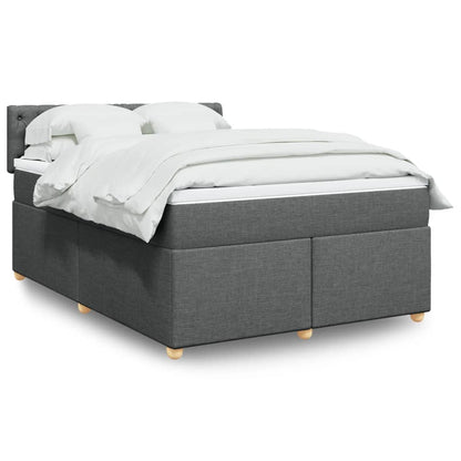 Box Spring Postel S Matrací Textil Tmavě Šedá
