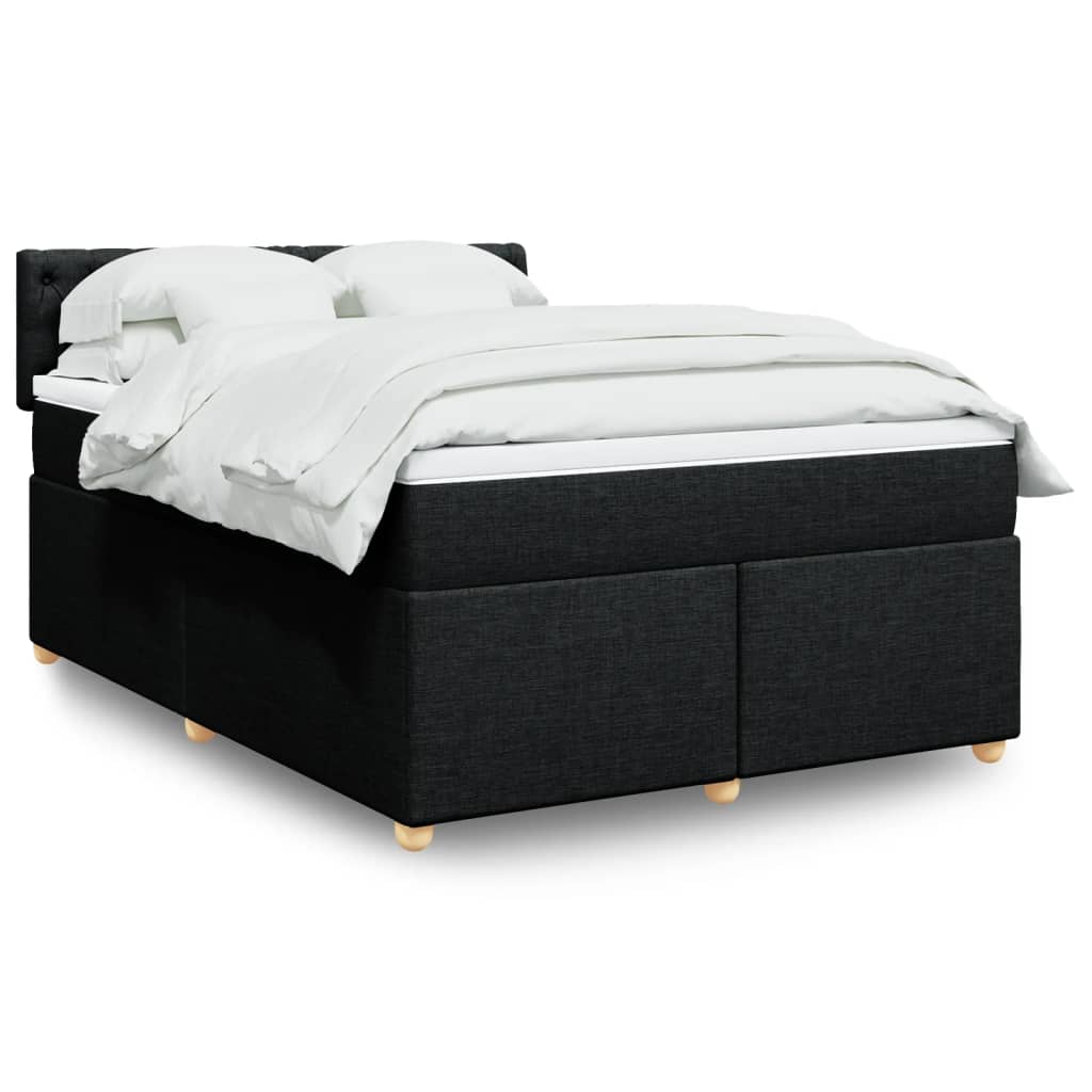 Box Spring Postel S Matrací Černá Textil Černá