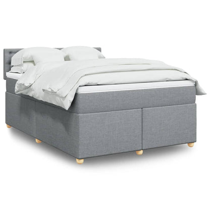 Box Spring Postel S Matrací Textil Světle Šedá
