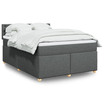 Box Spring Postel S Matrací Textil Tmavě Šedá