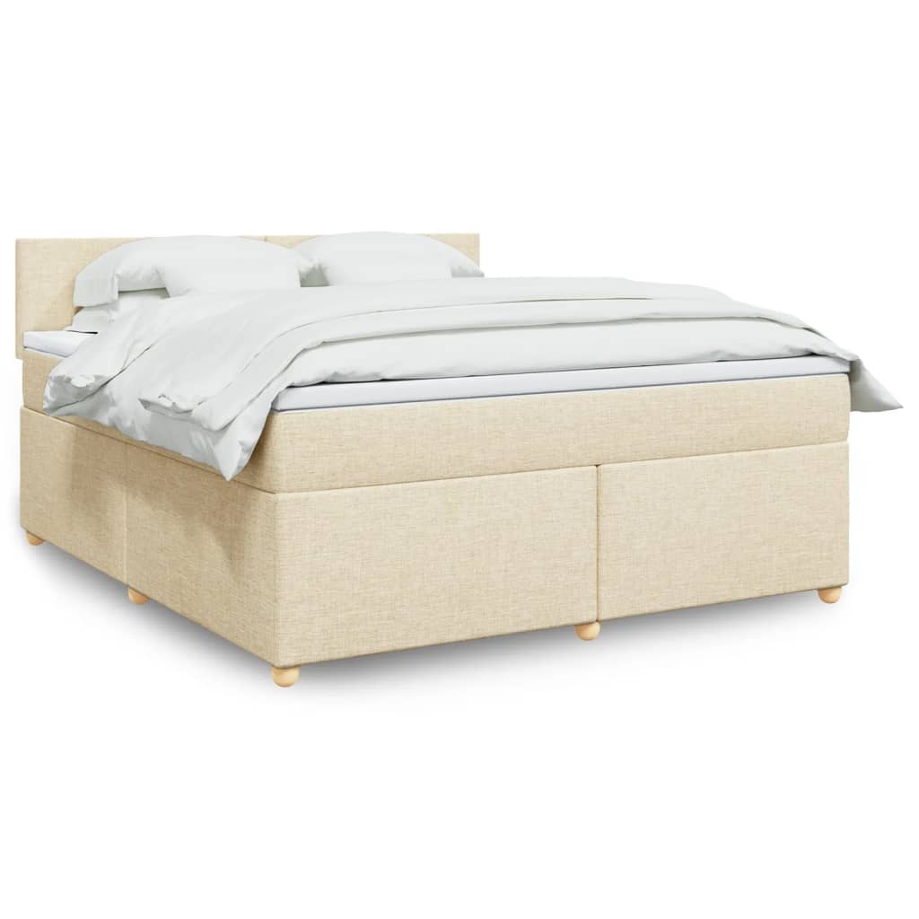 Box Spring Postel S Matrací Textil Krémová