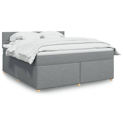 Box Spring Postel S Matrací Textil Světle Šedá