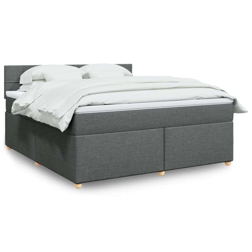 Box Spring Postel S Matrací Textil Tmavě Šedá
