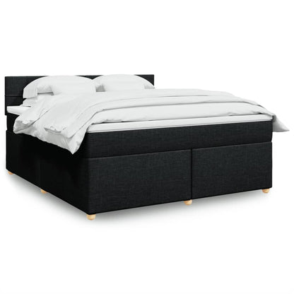 Box Spring Postel S Matrací Černá Textil Černá