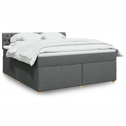 Box Spring Postel S Matrací Textil Tmavě Šedá