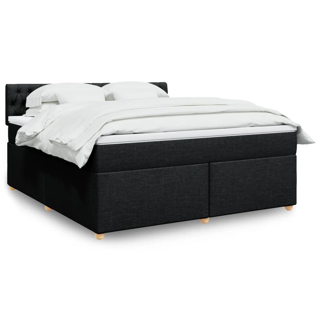 Box Spring Postel S Matrací Černá Textil Černá