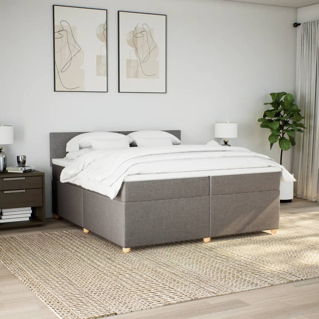 Box Spring Postel S Matrací Taupe 200X200 Cm Textil