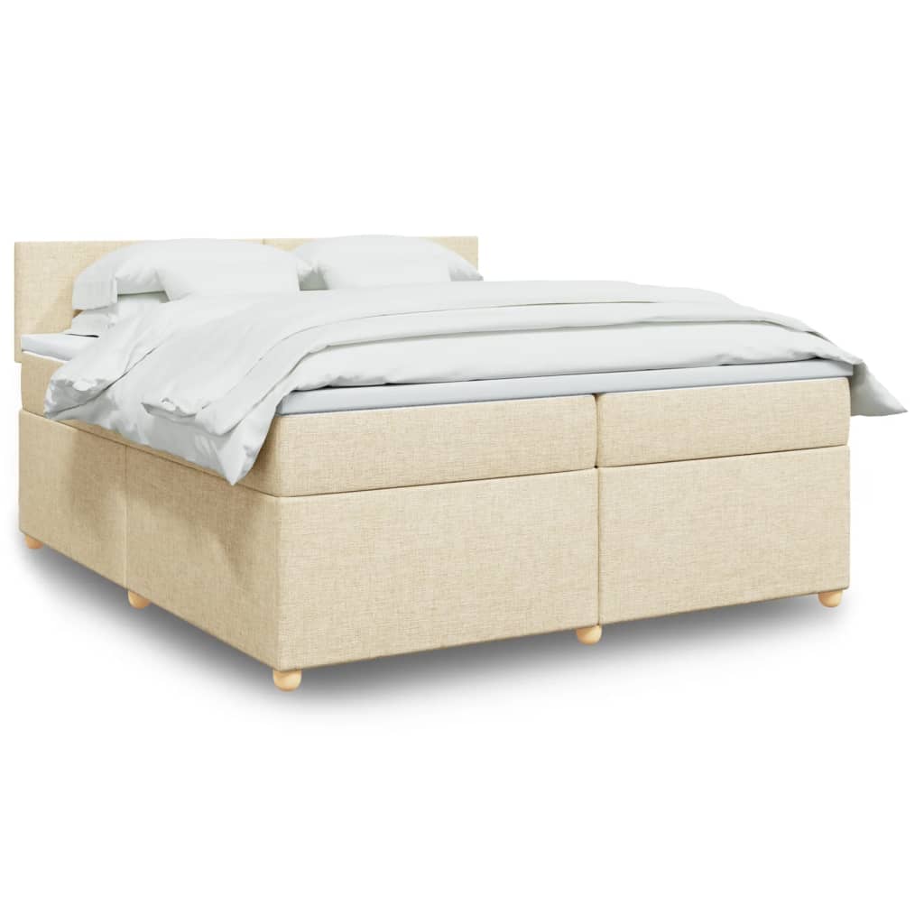 Box Spring Postel S Matrací Textil Krémová