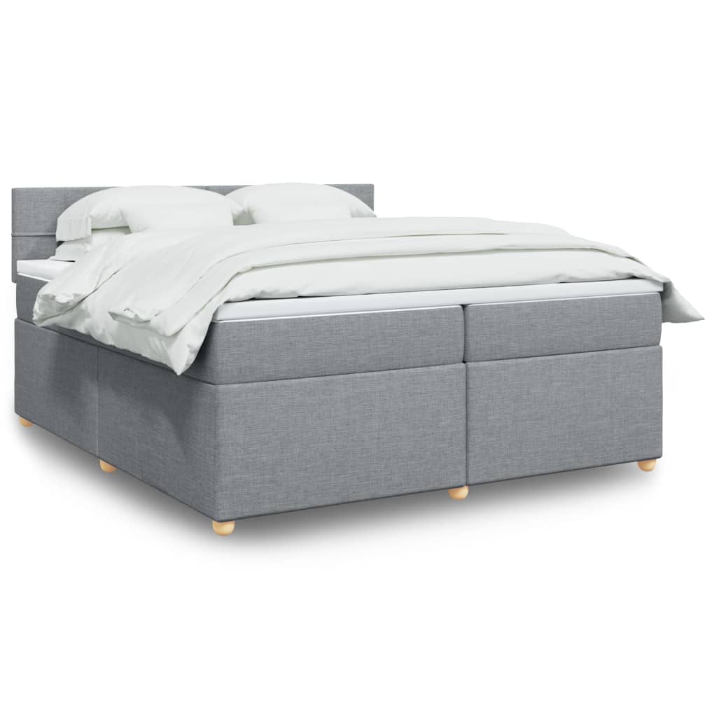 Box Spring Postel S Matrací Textil Světle Šedá