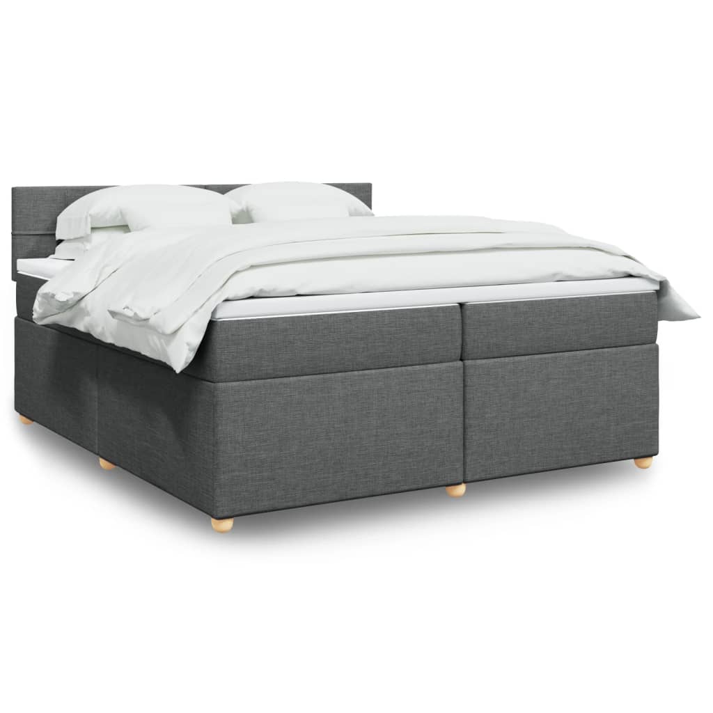Box Spring Postel S Matrací Textil Tmavě Šedá