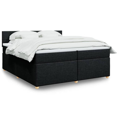 Box Spring Postel S Matrací Černá Textil Černá