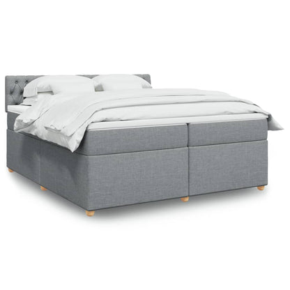 Box Spring Postel S Matrací Textil Světle Šedá