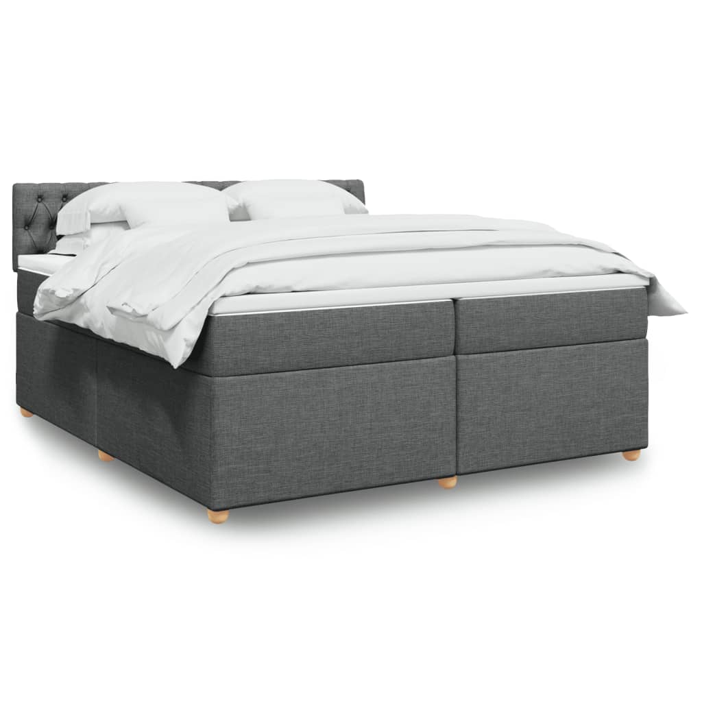 Box Spring Postel S Matrací Textil Tmavě Šedá