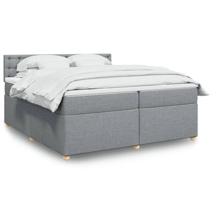 Box Spring Postel S Matrací Textil Světle Šedá