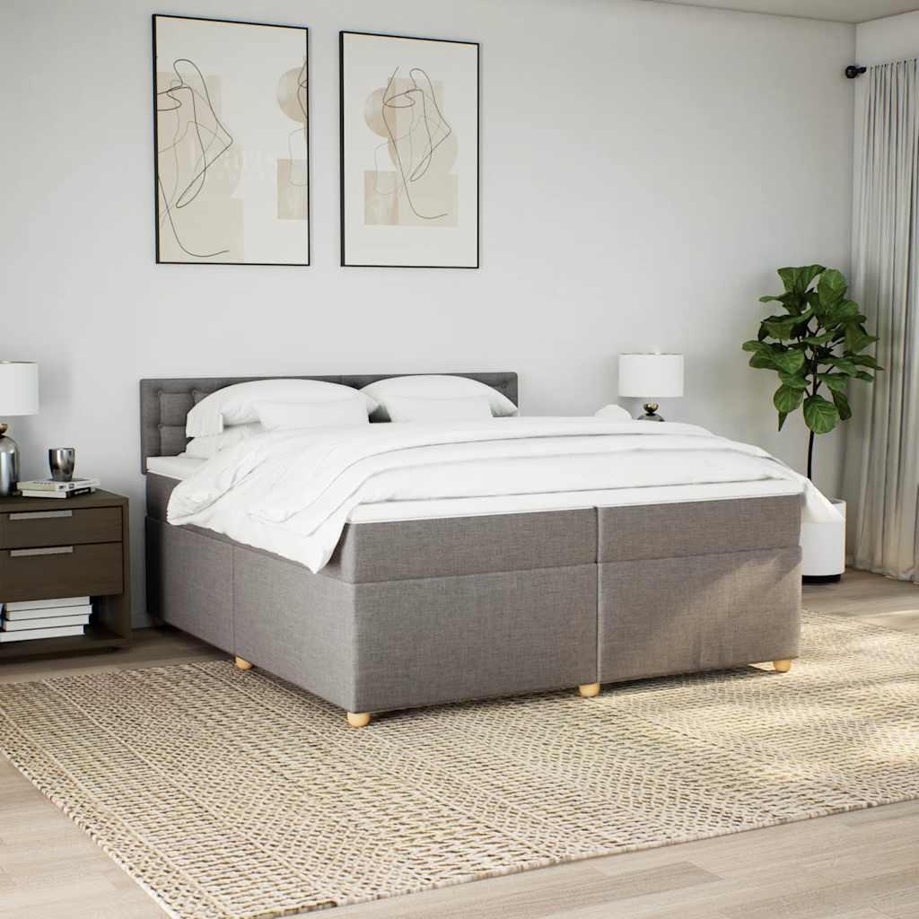 Box Spring Postel S Matrací Taupe 200X200 Cm Textil