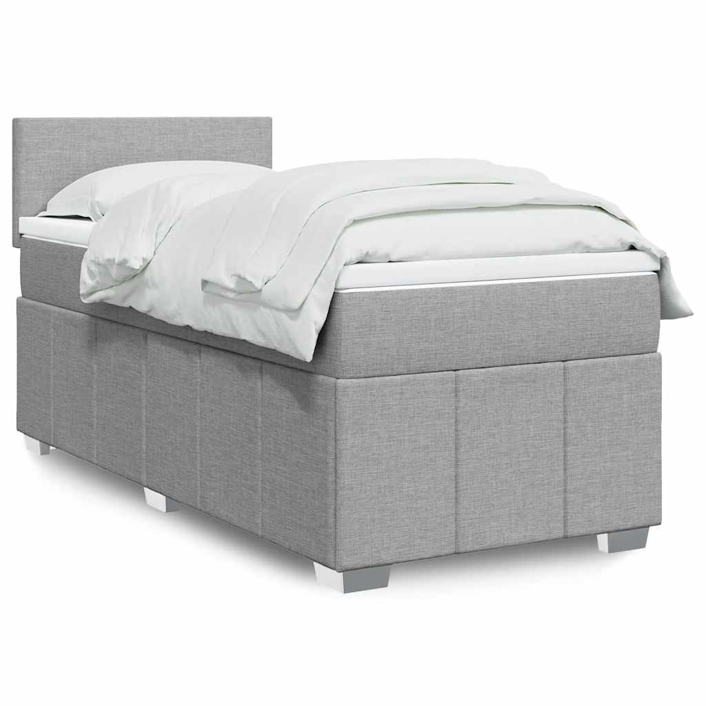 Box Spring Postel S Matrací Textil Světle Šedá