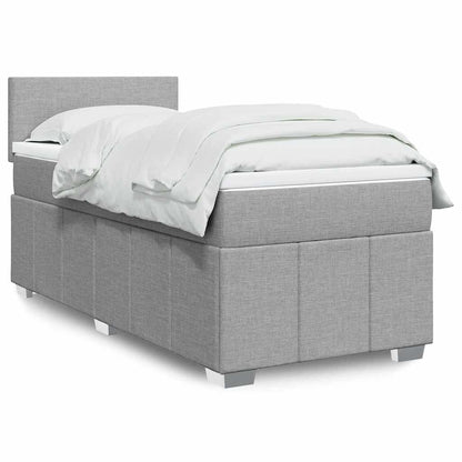 Box Spring Postel S Matrací Textil Světle Šedá