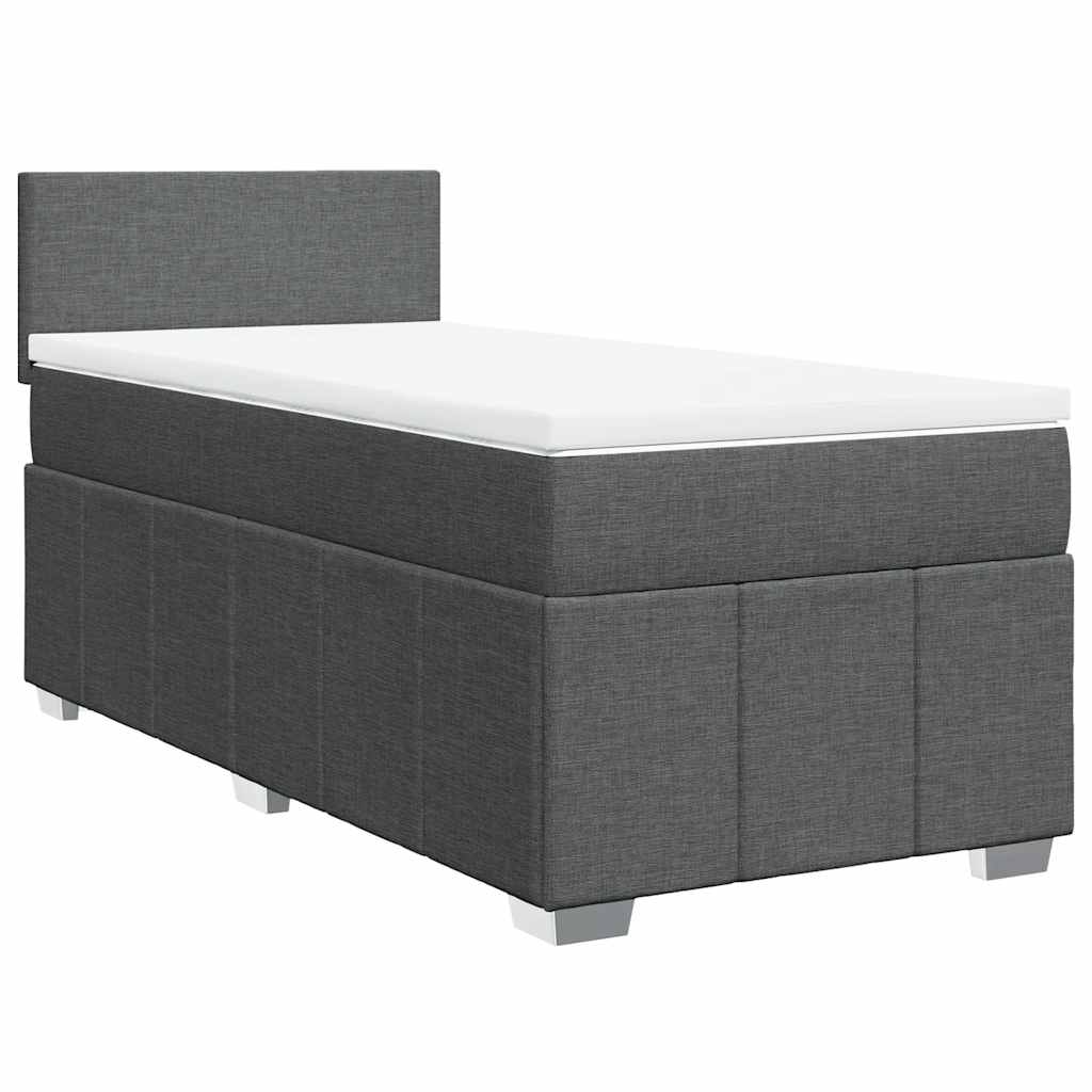 Box Spring Postel S Matrací Tmavě Šedá 80 X 200 Cm Textil