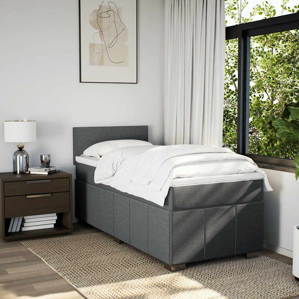 Box Spring Postel S Matrací Tmavě Šedá 80 X 200 Cm Textil