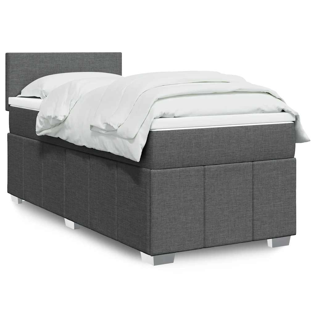 Box Spring Postel S Matrací Tmavě Šedá 80 X 200 Cm Textil