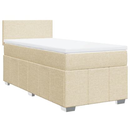 Box Spring Postel S Matrací Krémová 80 X 200 Cm Textil