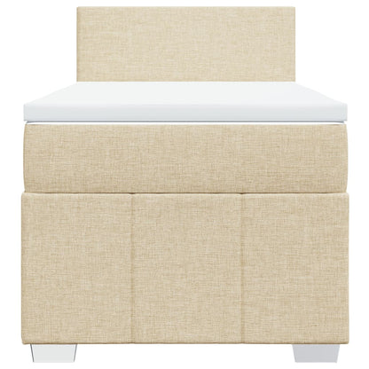 Box Spring Postel S Matrací Krémová 80 X 200 Cm Textil