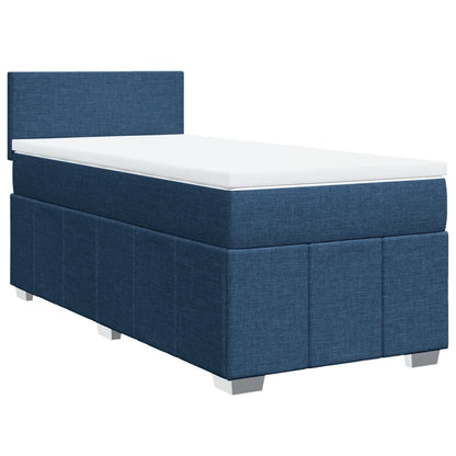 Box Spring Postel S Matrací Modrá 80X200 Cm Textil