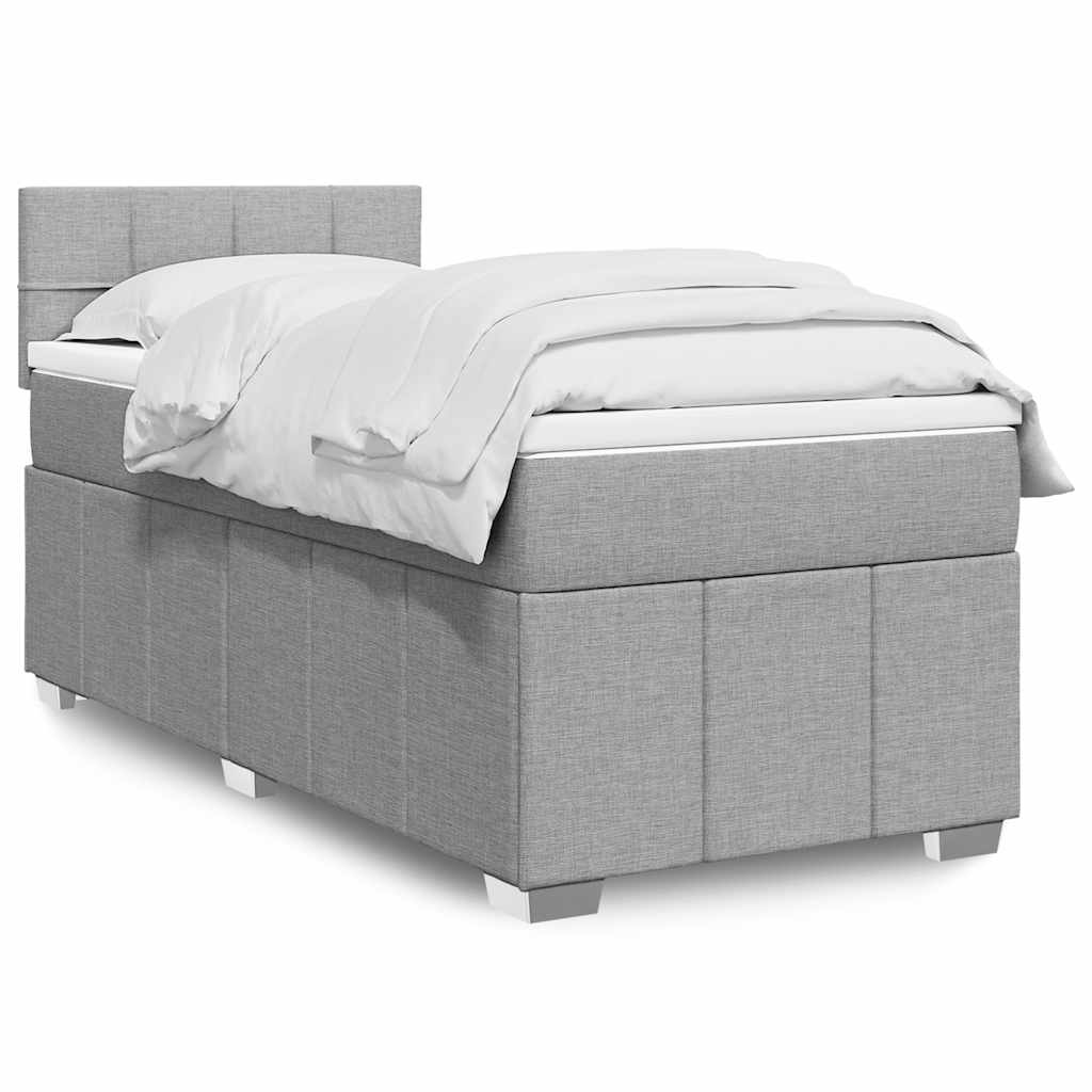 Box Spring Postel S Matrací Textil Světle Šedá