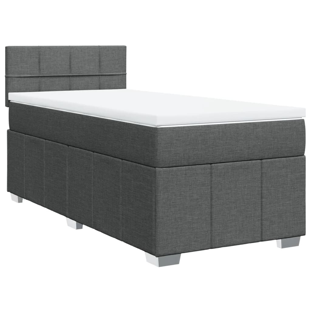 Box Spring Postel S Matrací Tmavě Šedá 80 X 200 Cm Textil