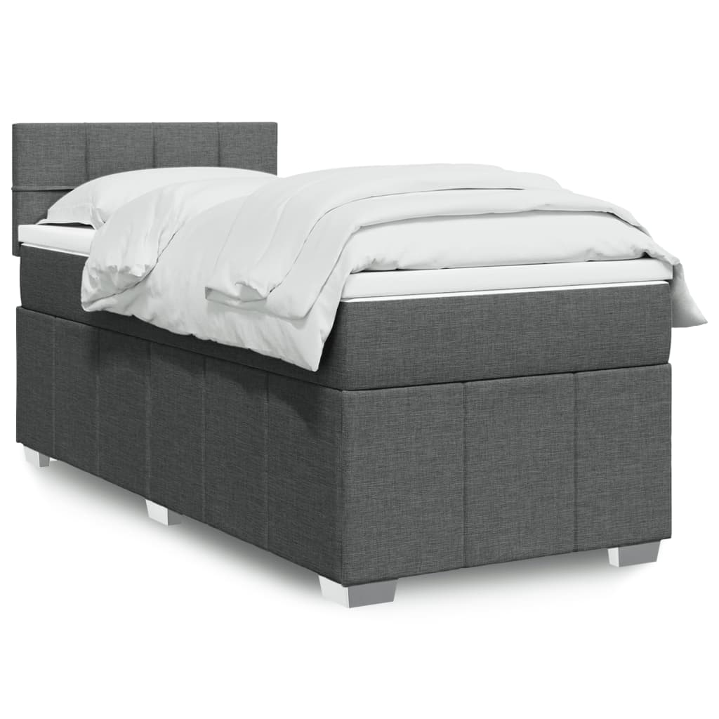 Box Spring Postel S Matrací Tmavě Šedá 80 X 200 Cm Textil