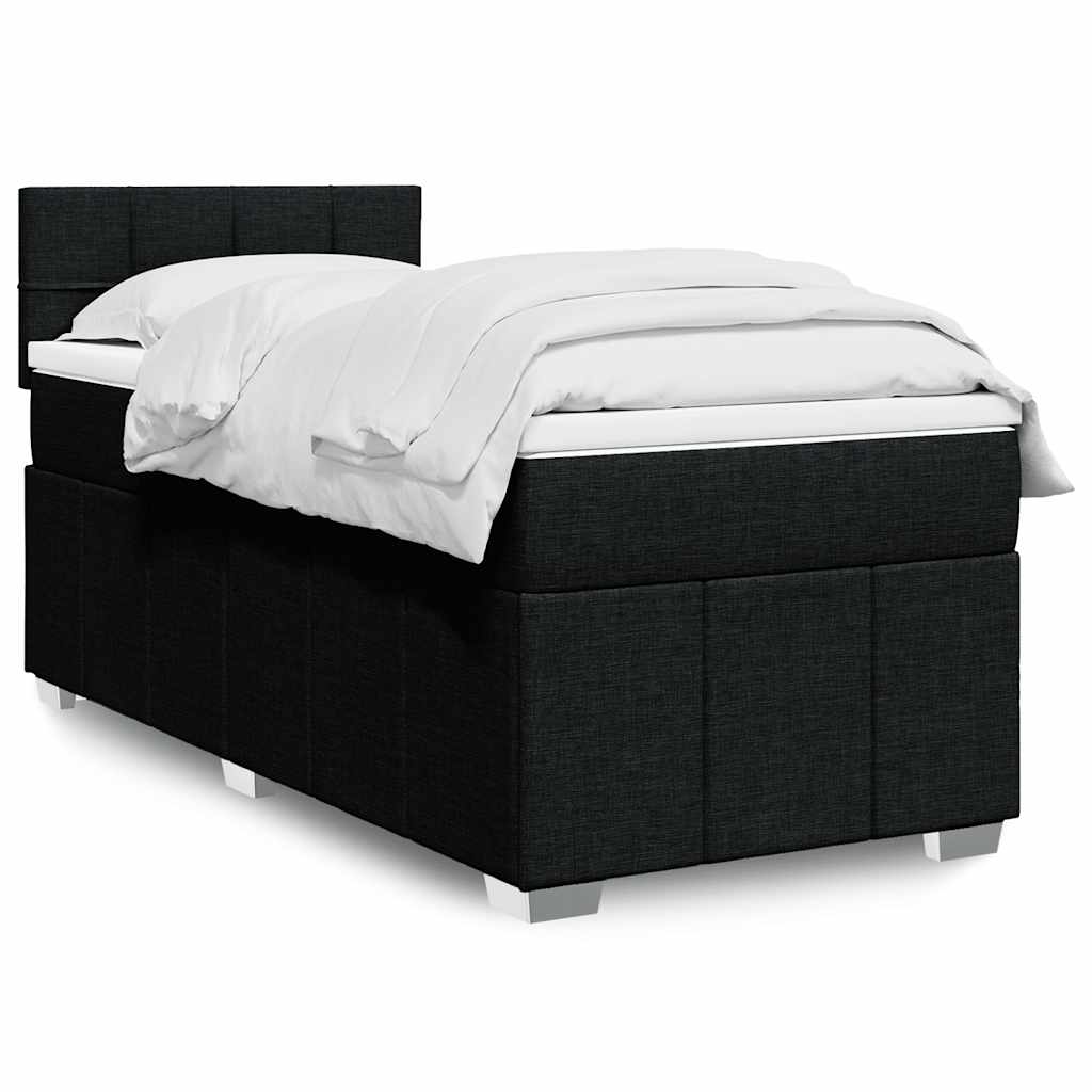 Box Spring Postel S Matrací Černá Textil Černá