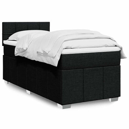 Box Spring Postel S Matrací Černá Textil Černá