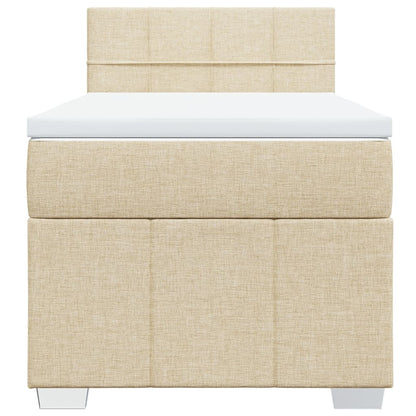 Box Spring Postel S Matrací Krémová 80 X 200 Cm Textil