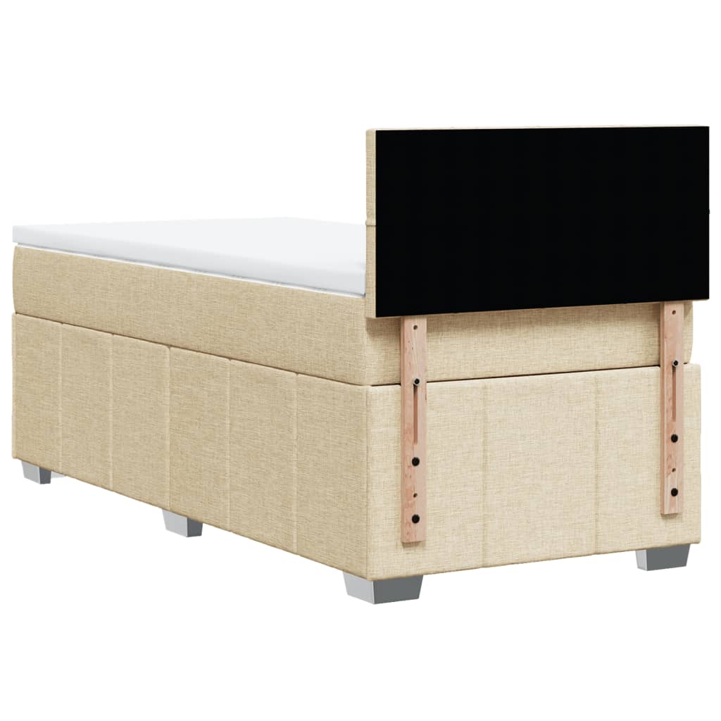 Box Spring Postel S Matrací Krémová 80 X 200 Cm Textil