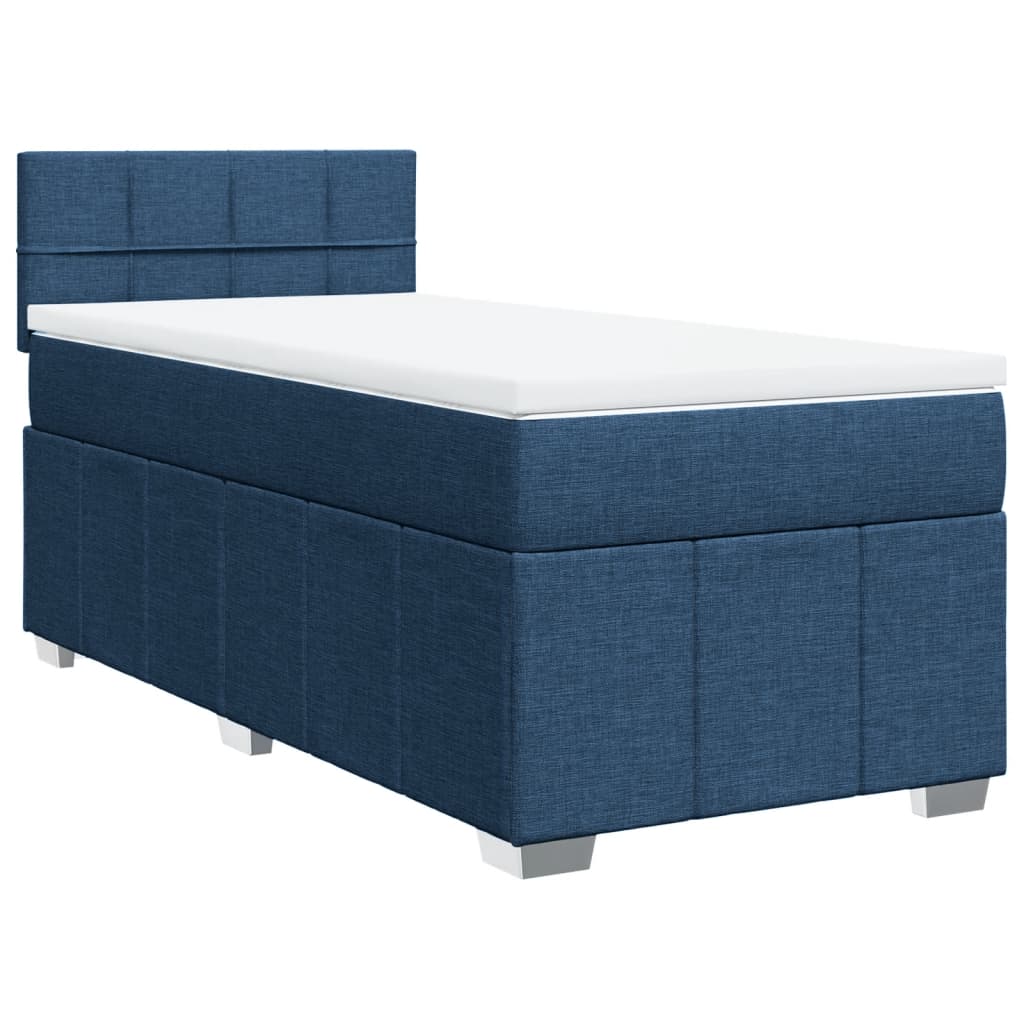 Box Spring Postel S Matrací Modrá 80X200 Cm Textil