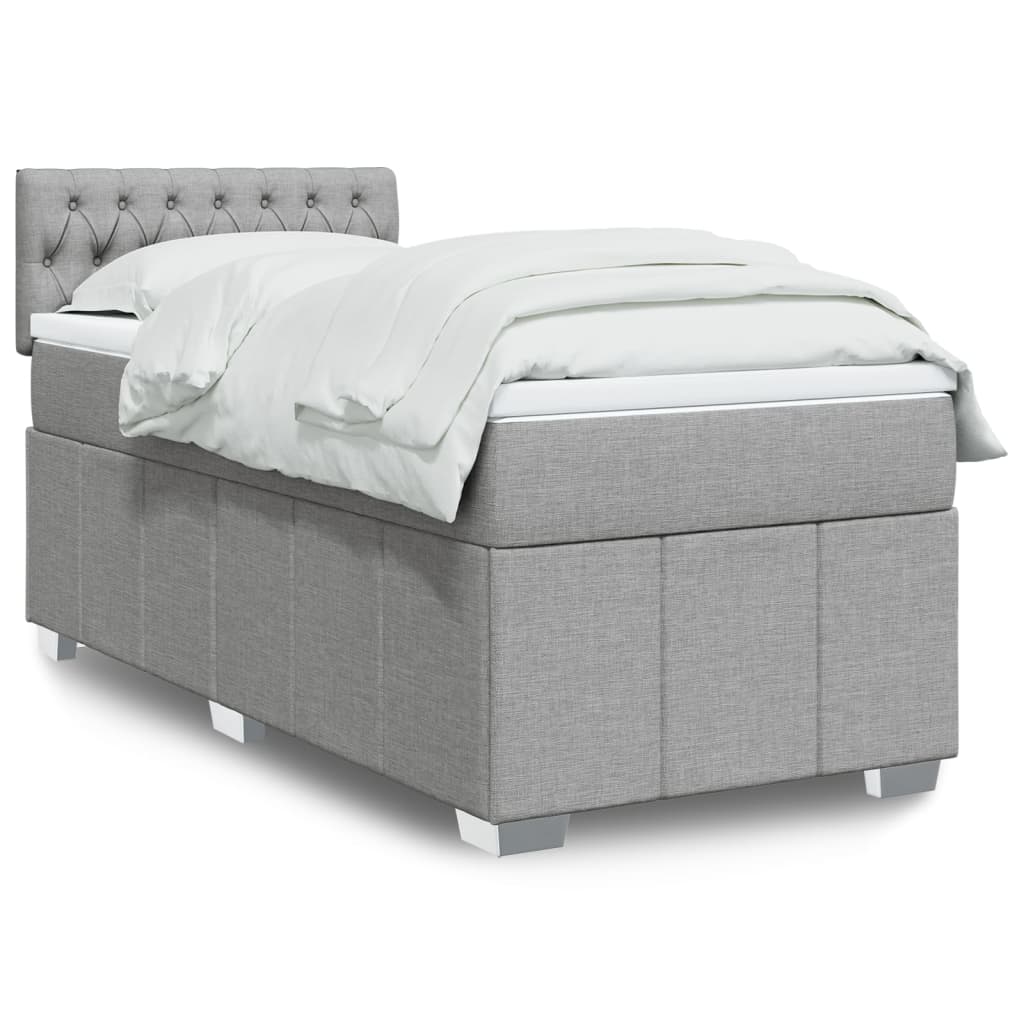 Box Spring Postel S Matrací Textil Světle Šedá