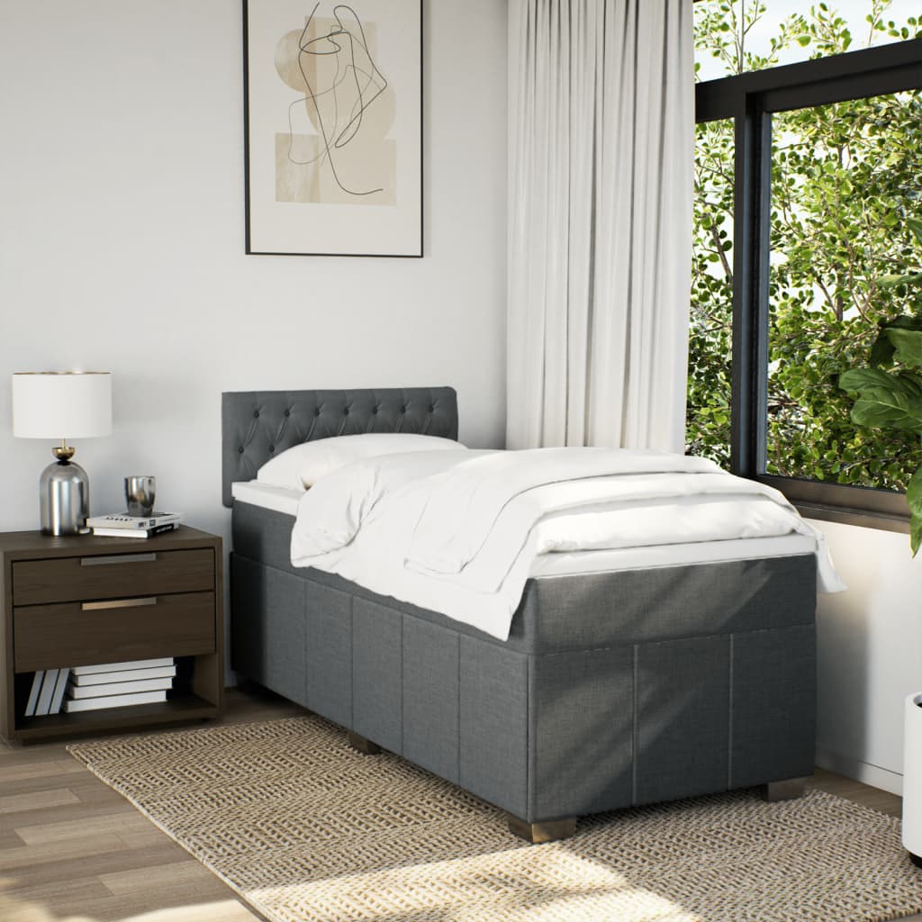 Box Spring Postel S Matrací Tmavě Šedá 80 X 200 Cm Textil