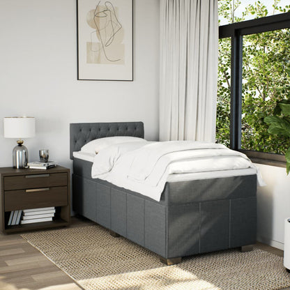 Box Spring Postel S Matrací Tmavě Šedá 80 X 200 Cm Textil