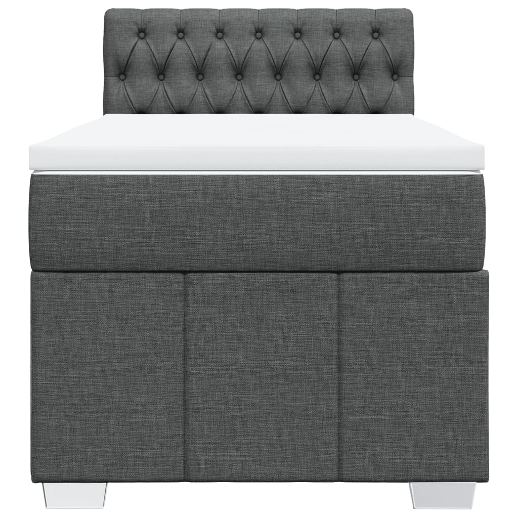 Box Spring Postel S Matrací Tmavě Šedá 80 X 200 Cm Textil