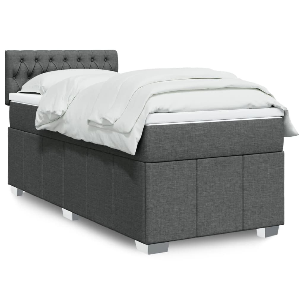 Box Spring Postel S Matrací Tmavě Šedá 80 X 200 Cm Textil