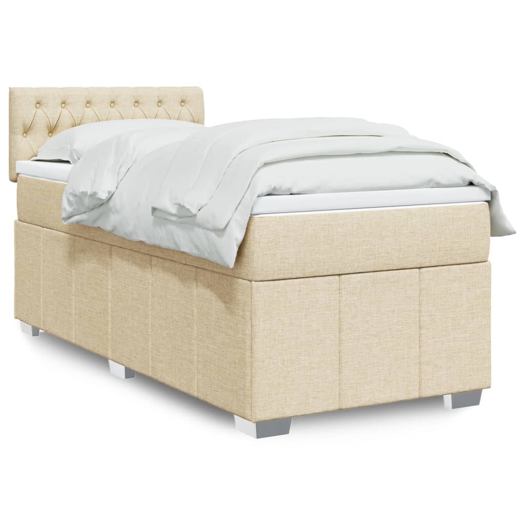 Box Spring Postel S Matrací Krémová 80 X 200 Cm Textil
