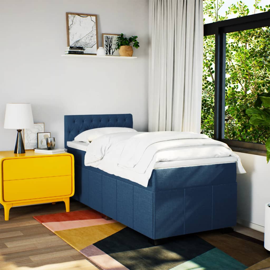 Box Spring Postel S Matrací Modrá 80X200 Cm Textil