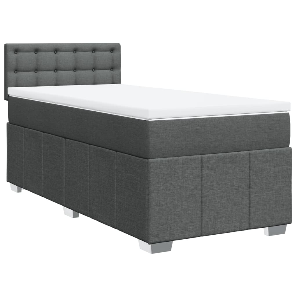 Box Spring Postel S Matrací Tmavě Šedá 80 X 200 Cm Textil