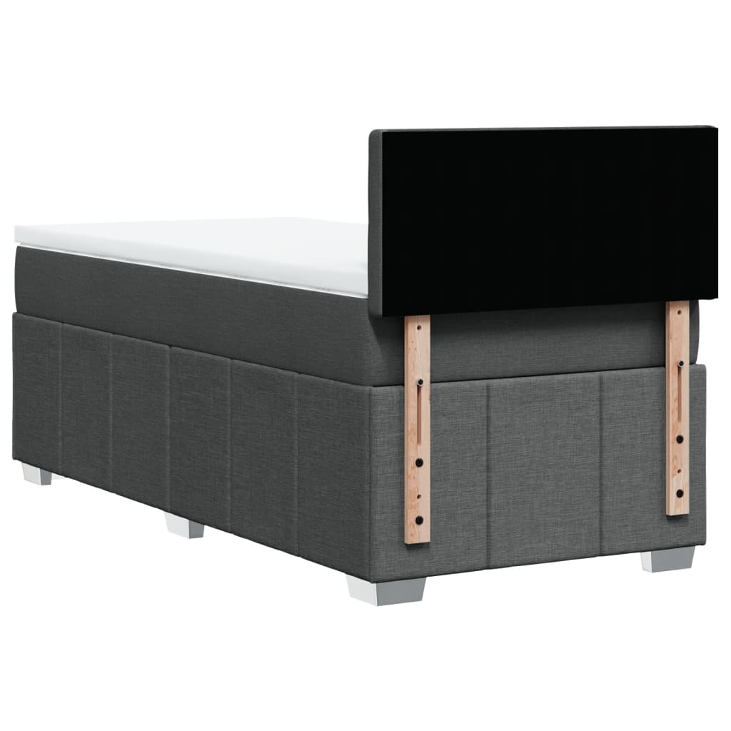 Box Spring Postel S Matrací Tmavě Šedá 80 X 200 Cm Textil
