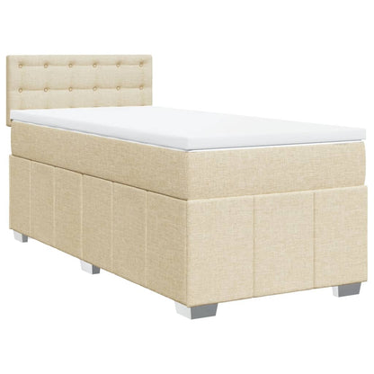 Box Spring Postel S Matrací Krémová 80 X 200 Cm Textil