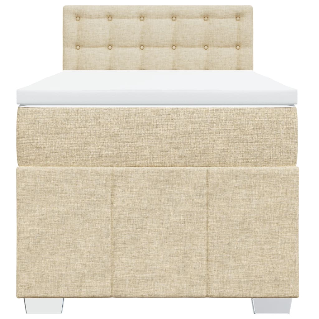 Box Spring Postel S Matrací Krémová 80 X 200 Cm Textil