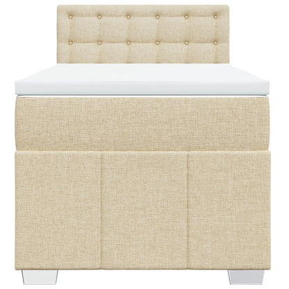 Box Spring Postel S Matrací Krémová 80 X 200 Cm Textil
