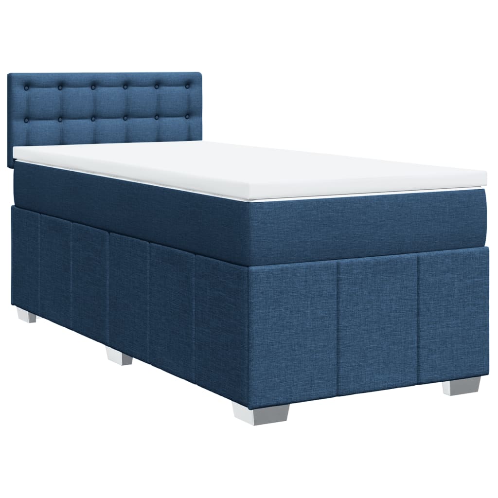 Box Spring Postel S Matrací Modrá 80X200 Cm Textil
