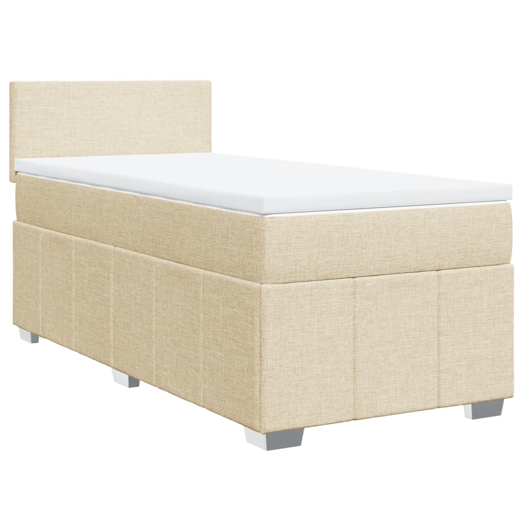 Box Spring Postel S Matrací Krémová 90X190 Cm Textil