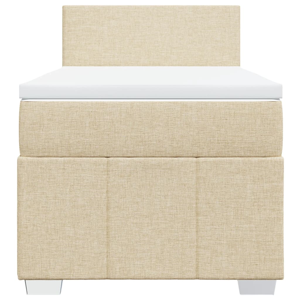 Box Spring Postel S Matrací Krémová 90X190 Cm Textil